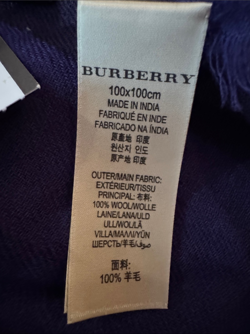 Burberry Blue & Purple Mega Check Wool Scarf Wrap 100cm x 100cm - NWT - Picture 5 of 10